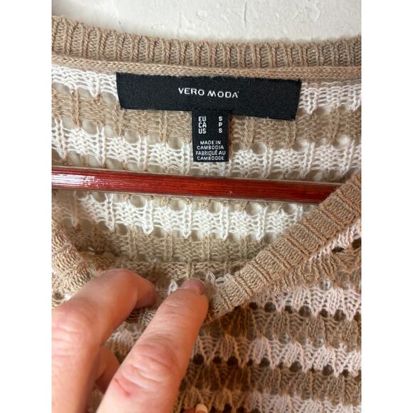 Vero Moda open knit sweater in a brown and white Size M 4-8 - Picture 3 of 5
